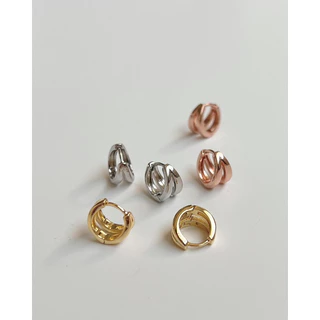 A.piece ต่างหู [silver 925 post] Simple two line one-touch