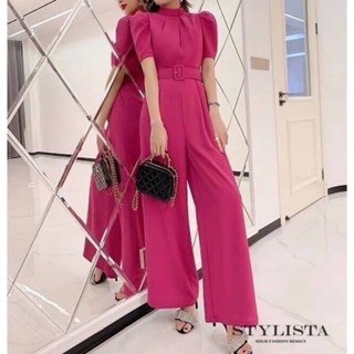 re stock 🖍️ jumpsuit สีบานเย็น+เข็มขัด 👿stylista ST20508-1tikiko