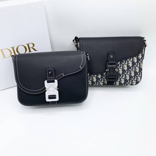 CHRISTIAN DIOR SADDLE MESSENGER BAG BLACK LEATHER กระเป๋าสะพายข้างครอสบอดี้ แบรนด์คริสเตียนดิออร์