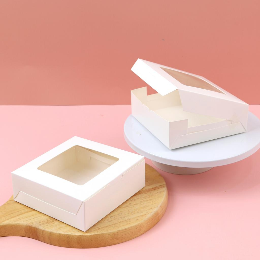 Boxjourney กล่องทรงแบน สีขาว 12x12x4 ซม. (20 ชิ้น/แพ็ค)