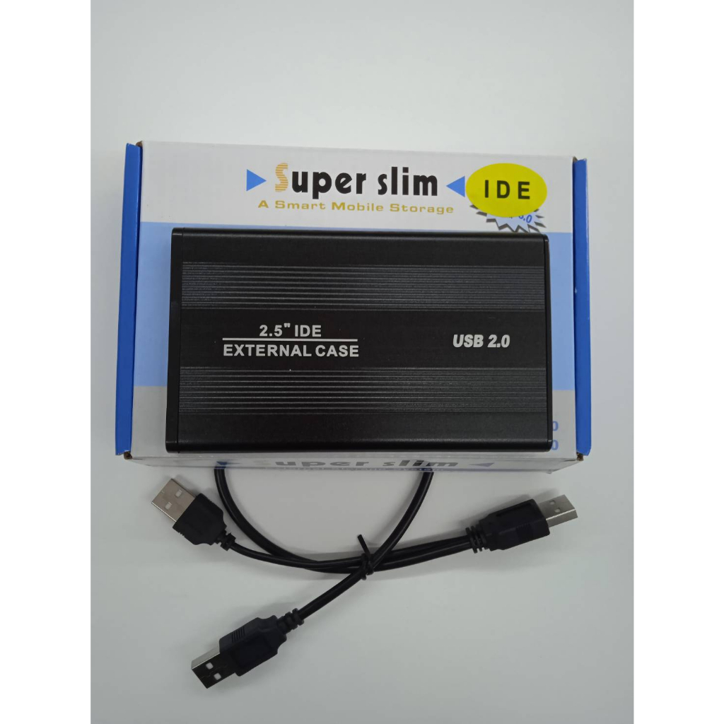 BOX HDD IDE 2.5 USB2.0 กล่องใส่ฮาร์ดดิส ขนาด2.5 เป็นของโน้ตบุ๊ค รองรับสูงสุด 500GB มีสายและถุงผ้าสีด