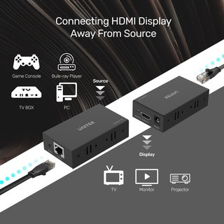 อุปกรณ์แปลงสัญญาณภาพ HDMI ผ่านสายแลน UNITEK HDMI Extender 60M รุ่น V100A