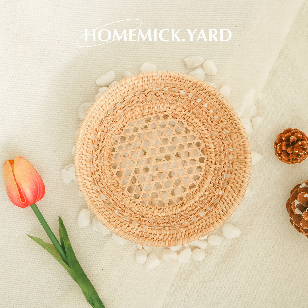 homemick.yard ตะกร้าหวายขนาดเล็ก ตะกร้าหวายทรงกลม ตะกร้าหวายตกแต่งบ้าน ใส่ของจุกจิก ประดับบ้าน