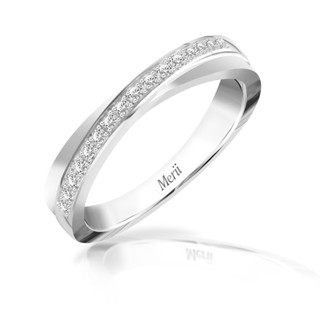 Merii แหวนเงินประดับ CZ ขนาด 1.2 มม. ดีไซน์แหวนแถวคล้องกัน : แหวนคู่ แหวนคู่รัก Couple Rings 221R0535-01