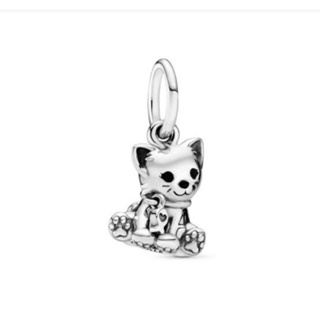 (พร้อมส่ง) Silver Pandora Kitty-cat Dangle Charm ติ้งเเมว ชาร์มPandora ของเเท้100%