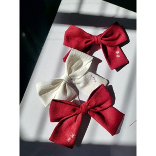 โบว์ติดผม handmade ผ้าคอตตอนลินิน ปักลาย สอบถามสีเพิ่มเติมได้