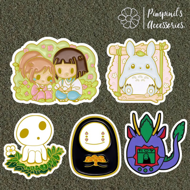 ʕ •ᴥ•ʔ ✿ พร้อมส่ง : เข็มกลัดเซ็ทตัวละครจากจิบลิสตูดิโอ | Ghibli - No Face, Kodama & Totoro Enamel Br