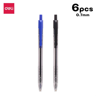 ปากกาลูกลื่น ปากกาแบบกด ปากกาหมึกน้ำมัน ปากกา ขนาดหัวปากกา 0.7 มม 6 ด้าม มี 2 สี น้ำเงิน ดำ เขียนลื่น minecosmetics