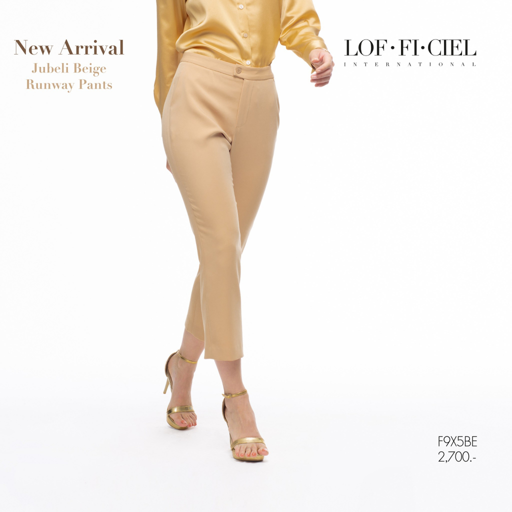 LOF-FI-CIEL woman's pants Jubili Runway กางเกงผู้หญิง ขาตรง ทรงสลิม สีเบจ F9X5BE