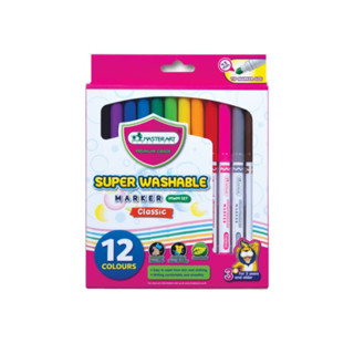 (KTS)ปากกาสีเมจิก มาสเตอร์อาร์ต Masterart ชนิดล้างออกได้ Super Washable Marker MWM12T Classic 12สี