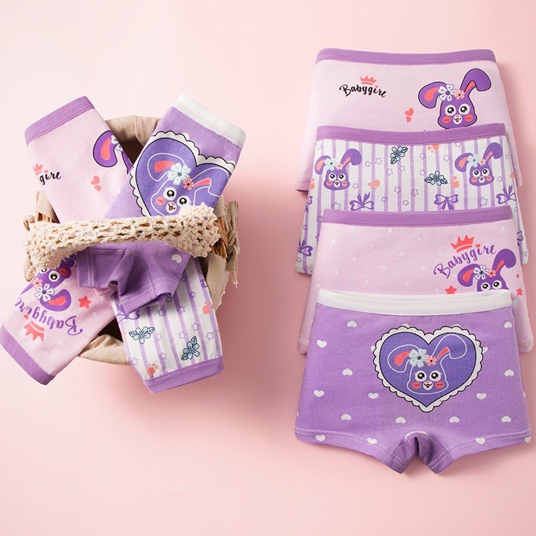 Mimi พร้อมส่งในไทย แพ็ค 4 ชิ้น กางเกงในเด็ก กางเกงนักเรียน ผ้าฝ้าย กางเกงขาสั้น บ็อกเซอร์ เด็กหญิง บ็อกเซอร์เด็ก (129)
