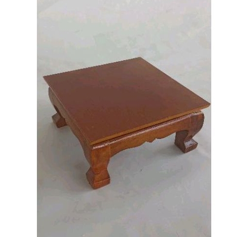 โต๊ะยอดบูชาพระ 10x10 นิ้ว สูง 5 นิ้ว ขาสิงห์ สีเหลืองลายไม้ - รูปที่ 2