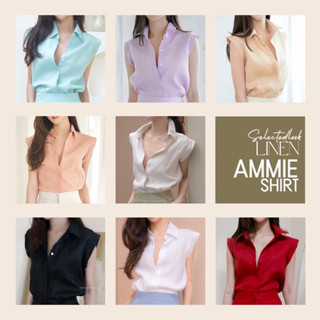 SelectedLook Ammie Shirt เสื้อลินินแท้ แขนกุดแต่งแขนล้ำ