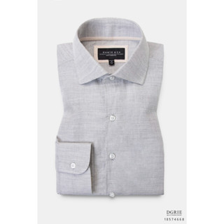 Cotton texture Light gray Cutaway Collar Shirt-เสื้อเชิ้ตคอตตอนสีเทาอ่อน