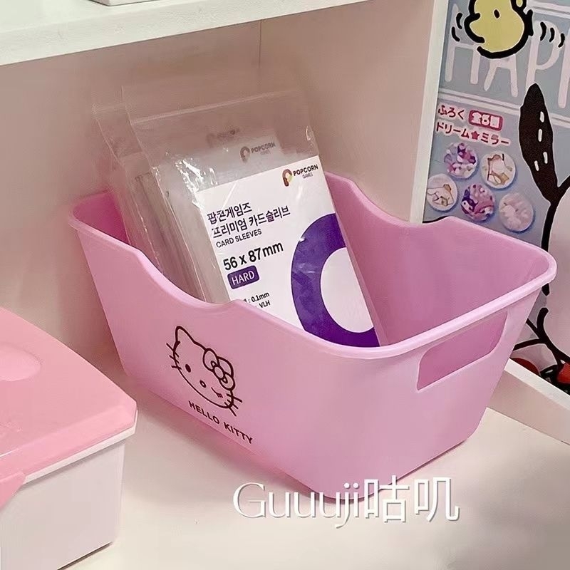 พร้อมส่ง! ตะกร้าใส่เครื่องสำอางค์ ใส่ของ hello kitty กล่องคิตตี้เก็บของจุกจิก สีชมพู เก็บเครื่องสำอางค์ กล่องน่ารัก