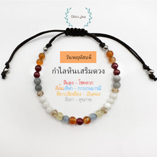 กำไลหินแท้ประจำวันเกิด"วันพฤหัส" แบบเชือกถัก ขนาดหิน4มิล ฟรีไซส์