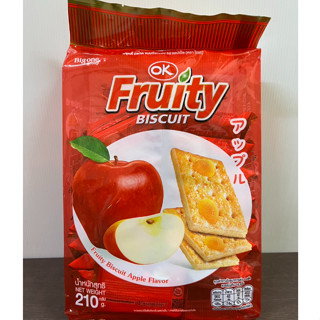 ok Fruity Biscuit Apple Flavor แครกเกอร์สอดไส้แยมรสองรสชาติapple   -210g ( 1ลังมี*24ห่อ )-1ลัง