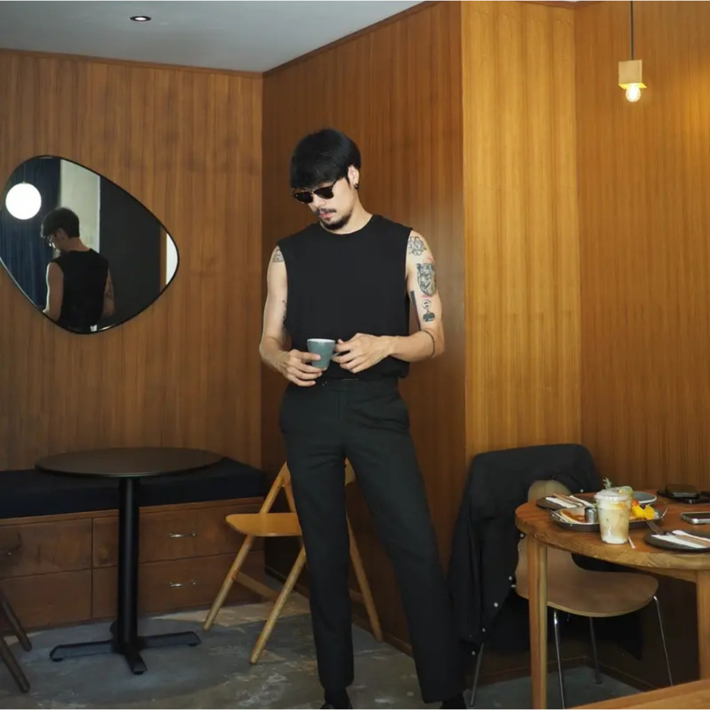 Baystore - Basic tank top เสื้อคอกลมแขนกุดสีพื้น