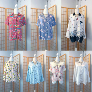 มาใหม่✅ พร้อมส่ง🔥เสื้อนอน แขนยาว สไตล์เกาหลี จะ Mix กับอะไรก็สวย งานซาติน จะใส่ชิวอยู่บ้านก็เริ่ด  มือสอง สภาพใหม่มาก
