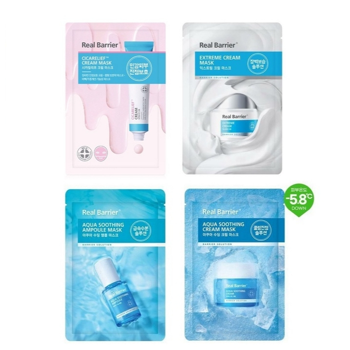 Real Barrier Aqua Soothing Cream / Ampoule / Extreme Cream Mask Sheet / CICARELIEF Cream Mask