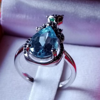 #56 #แหวนบลูโทแพซแท้ #เงินแท้92.5 #Natural Blue Topaz