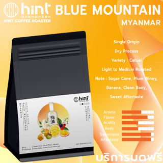 เมล็ดกาแฟคั่ว Myanmar Shan Blue Moutain Natural Process  คั่วอ่อน (Light To Medium Roast) Hint Coffee Roaster