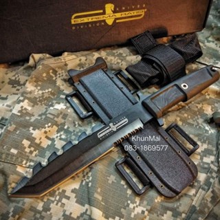 มีดพก Tactical รมดำ พร้อมฝักไฟเบอร์ ด้ามยาง(แข็งแรงมากค่ะ)
