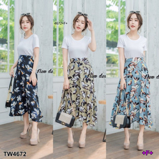 TW4672 Set 2 ชิ้น เสื้อยืดงานผ้า DIY + กระโปรงยาว