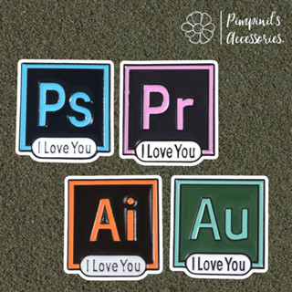 ʕ •ᴥ•ʔ ✿ พร้อมส่ง : เข็มกลัดเซ็ท Ps, Ai, Au และ  Pr “l Love You” | Ps, Ai, Au &amp;  Pr “l Love You” Enamel Brooch Pin Set.