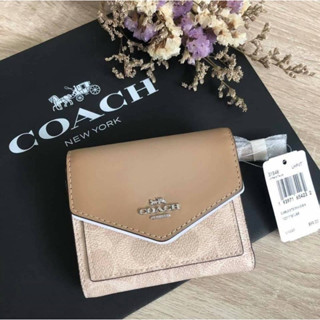 👑ผ่อน0%~แท้100%👑 Coach 31548 กระเป๋าสตางค์ใบสั้น Colorblock Signature Canvas Small Wallet