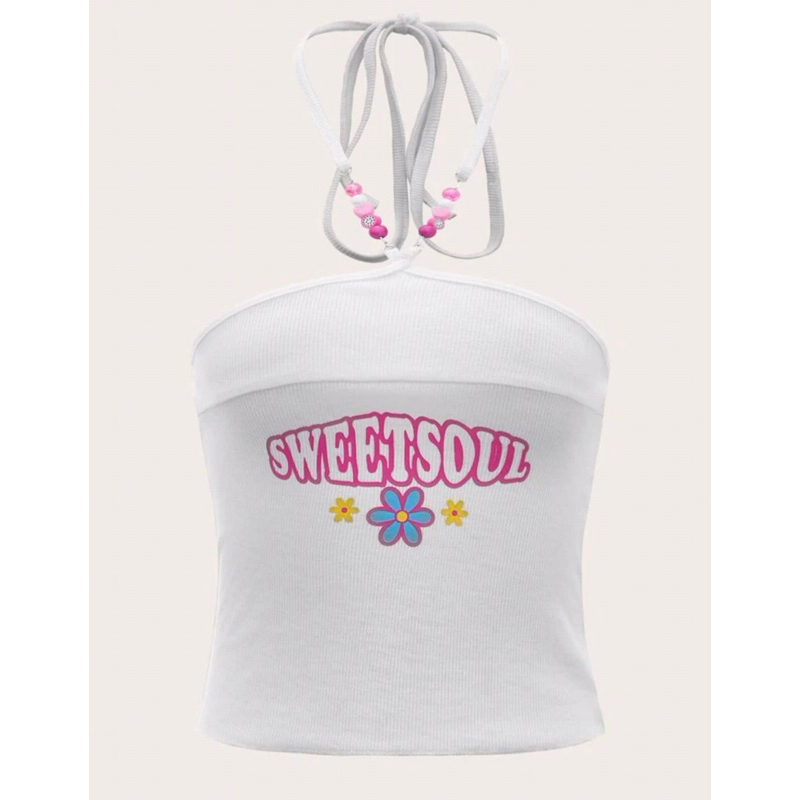 🌸SHEIN เสื้อท็อปคล้องคอ90s y2k