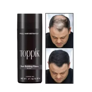 🔥ผงไฟเบอร์สีดำ Toppik ผงไฟเบอร์เพิ่มผมหนา🔥 Toppik Hair Building Fiber ปิดผมบาง หัวล้าน ผมบาง ขนาด 27.5 กรัม - สีดำ