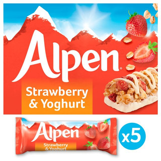 Alpen Cereal Bars Strawberry &amp; Yoghurt | Fruit nut &amp; Chocolate อัลเพน ซีเรียลธัญพืช ซีเรียลบาร์ อาหารเช้า 1กล่อง5แท่ง