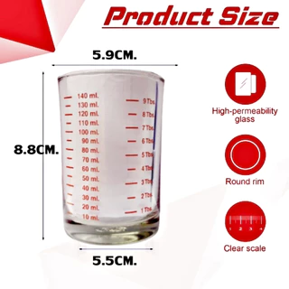 แก้วตวงพิมพ์สเกล LUCKY GLASS มี3 ขนาดให้เลือก 1.5oz / 4.5oz. / 6oz ถ้วยตวงกาแฟ