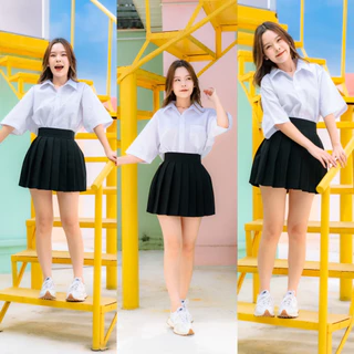 เสื้อนักศึกษาทรงบอย เสื้อ ทรง บอย ทรงตรงไม่เข้ารูป Oversize [Sz.36-56] (ทรงบอยมีกระเป๋า•ผ้าไมโคร•ผ้าคอมทวิว•ผ้าดิบ)