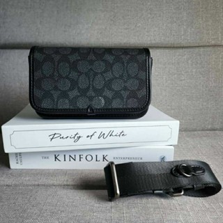 ส่งฟรี🔥 Coach Mens Charter Phone Cross Body Bag Charcoal