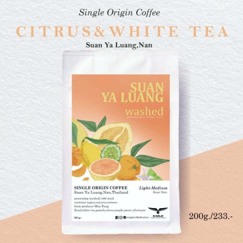 เมล็ดกาแฟคั่ว ดอยสวนยาหลวง อ.ท่าวังผา จ.น่าน Single Origin Coffee(Washed Processing)