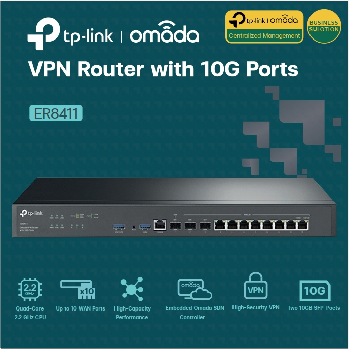 TP-LINK ER8411 Omada VPN Router with 10G Ports