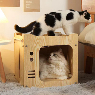 PEKO PET&amp;CAT [ที่นอน013] ที่นอนสัตว์เลี้ยง บ้านสำหรับสัตว์เลี้ยง บ้านไม้ ที่นอนแมว สุนัข บ้านสัตว์เลี้ยง