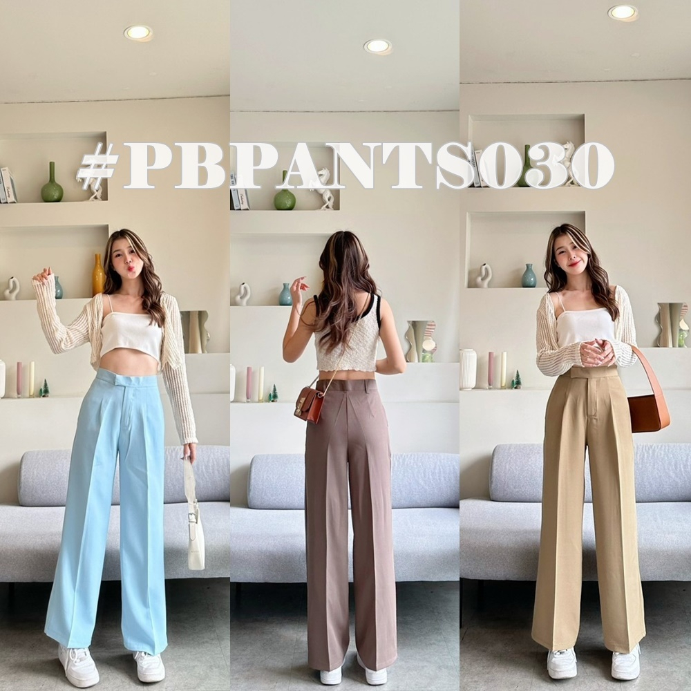 (030)เข้าใหม่ กางเกงขากระบอกแต่งตะขอยื่นทรงสลิมผ้าญี่ปุ่น Woman Trousers