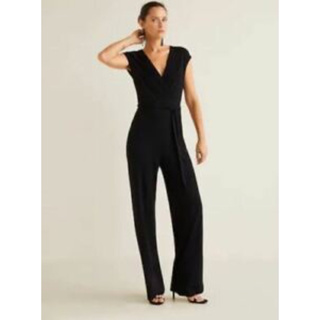 M N G. V-Neck Black Jumpsuit