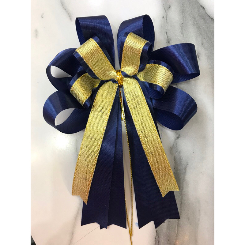 โบว์สำเร็จ  รหัสี19 (สีน้ำเงินกรม -ทรายทอง)