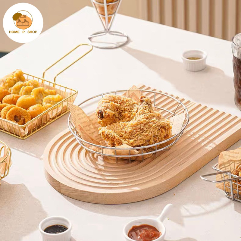 -Home P Shop- ตะกร้าใส่ของทอดทรงกลม ใส่เฟรนฟราย ขนมขบเคี้ยว ไก่ทอด สไตล์มินิมอล พร้อมส่งจำนวนมาก! - รูปที่ 2