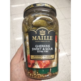 Maille Cherkins sweet&amp;Sour แตงกวาดอง ผสมเครื่องเทศในน้ำปรุงรส 400กรัม