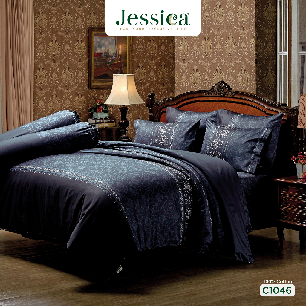 Jessica Cotton Silk Shine C1046 ชุดเครื่องนอน ผ้าปูที่นอน ผ้าห่มนวม เจสสิก้า พิมพ์ลายได้อย่างสวยงาม