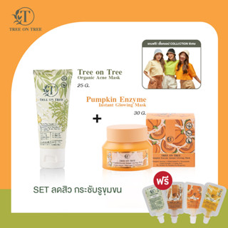 TREE ON TREE MASK DUO SET ลดสิว ลดรอยดำ รอยแดง Acne Mask 25G. + Pumpkin Mask 30G.