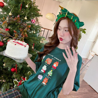 Syrupx #2846-2 เสื้อยืดคอกลมแขนสั้น ผ้าคอตตอน100% ลายChristmas น่ารักมินิมอลมากก พร้อมส่ง