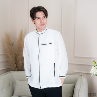 KR22 เสื้อกุรงผู้ชายมีแถบสไตล์เรียบหรูเนื้อผ้าสวมใส่สบาย ใช้ผ้าเนื้ออย่างดี เนื้อนิ่มมาก เสือผ้ามุสลิม อิสลามชุดออกงานอิ