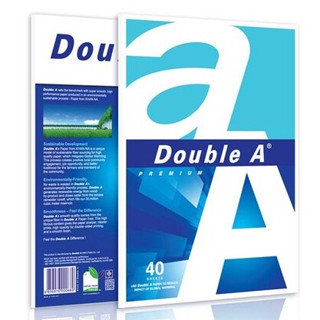 กระดาษถ่ายเอกสาร ไม่มีเส้น Double A  A4 หนา 80 แกรม 40 / 100 แผ่น ไม่มีเส้น (40 / 100 แผ่น)