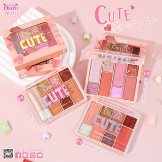 OBUSE CUTE EYESHADOW AND ALWAYS SWEET อายแชโดว์ 8 สี OB-1462 มีทั้งชิมเมอร์และเนื้อแมท สีชัดติดทน สีสันสดใสโดนใจวัยรุ่น